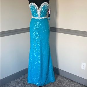 Turquoise Sequin Prom dress